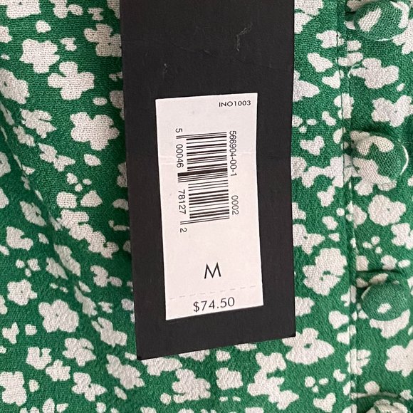 NWT Banana Republic M Green Floral Button Smocked Tank - Picture 3 of 3